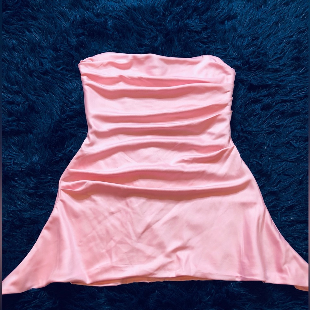 HOUSE OF CB Jasmine Strapless Satin Corset Pink Mini Dress. Size M - Picture 7 of 12